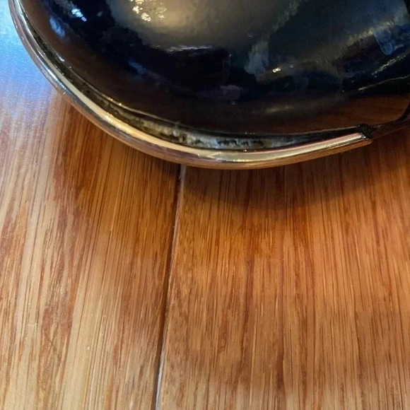 Tory Burch - black leather round toe chunky heel - gold accents size 7 - Picture 3 of 10